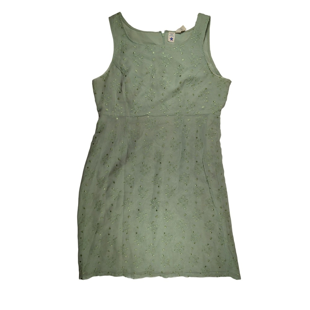 American‎ Eagle Mini Dress Womens 10 Green Vintage Embroidered Sequin Sleeveless